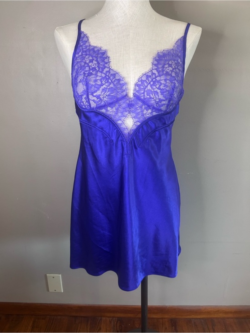 Victoria's Secret Purple Lace Satin Chemise M